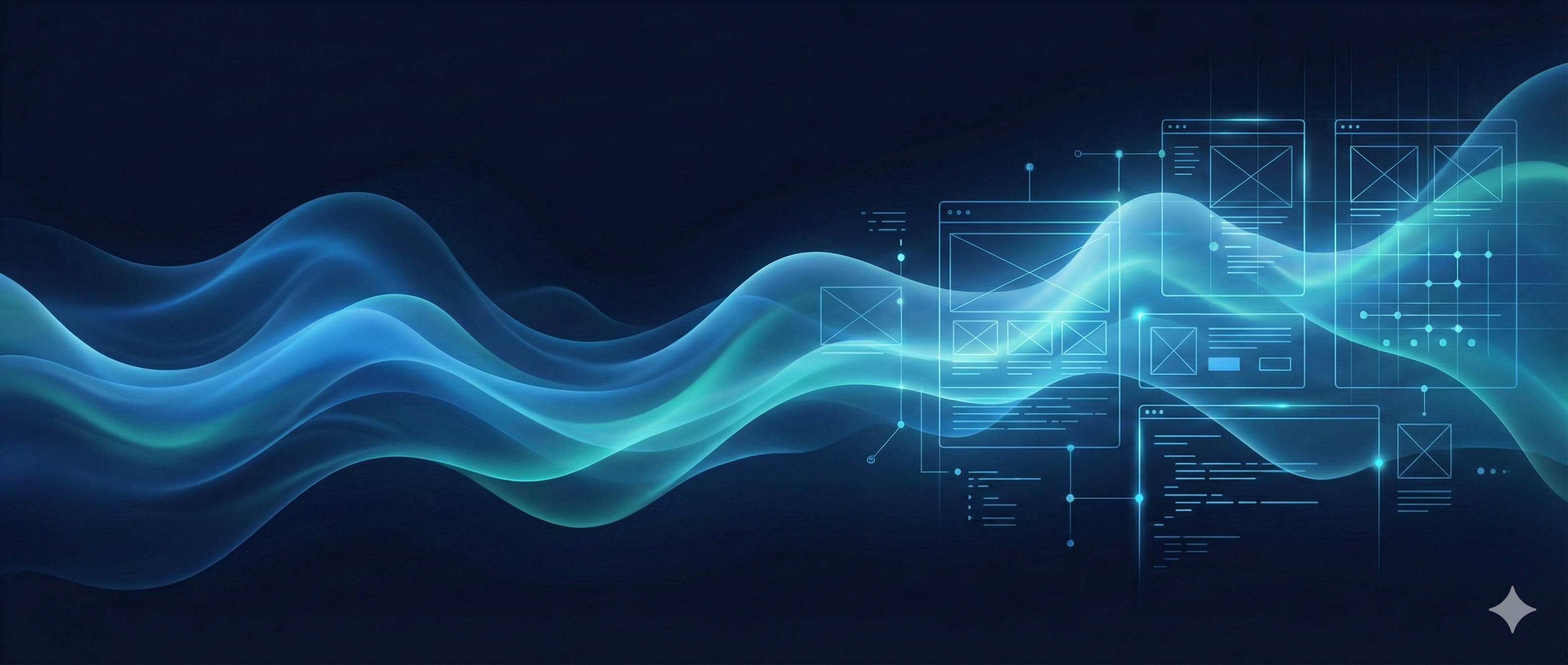 Abstract web design waves with wireframe elements